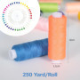 Fil à coudre 60 couleurs pour machine à coudre, fil de 250 yard/rouleaux, 100% polyester, fil à coudre avec aiguilles, enfile-ai