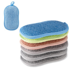 6 Eponge Magique à Vaisselle lavables en Microfibre, éponges Eponge reutilisable Lavable, Un côté Rugueux et Un côté Doux pour c