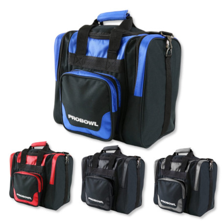 EMAX Sac de bowling Pro Bowl, Deluxe Single Tote, avec compartiment à chaussures, sac à balle, sac de bowling, noir/bleu