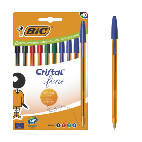 Ensemble de Stylos Bic Bic Cristal Fine 516356 Vert Multicouleur