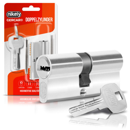 Gercar Cylindre de serrure profilé 45/45 - double cylindre - Avec 5 clés - Individuelles - Longueur : 90 mm, A : 45 mm, B : 45 m