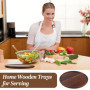 Kleemeiero Plateau de Service Rond en Bois 30CM Assiettes Rondes en Bois Plats de Table Vintage Ronde Rond Assiette à Thé Platea