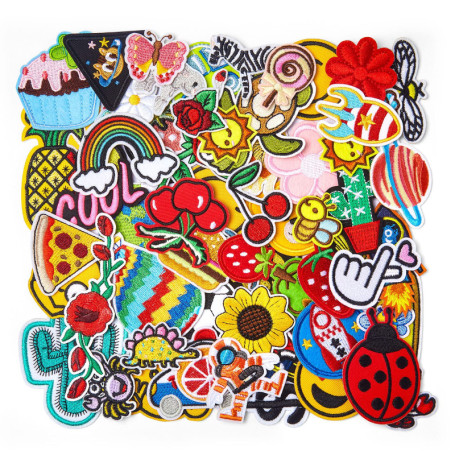 Anpro 65 Pièces Patch Thermocollant - Ecusson Tissu Thermocollant Pour Vêtements,Chapeaux,Jeans, T-Shirt, Sac à Dos DIY Pour Enf