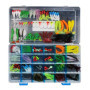 VOANZO Lot de 146 leurres de pêche pour bar, y compris les appâts Crankbaits, les vers en plastique souple, les leurres rotatifs