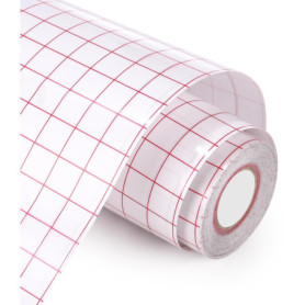 Tixexo Vinyl Papier Transfert pour Vinyle Adhesif,papier transfert avec grille d'alignement rouge,30,5 cm x 1000 cm Feuille de t