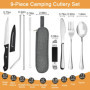 SLTAXAR 9 PCS Set de Couverts en Inox Portable Ensemble de Couverts de Table Ensemble de Couverts de Voyage Camping Couverts de 