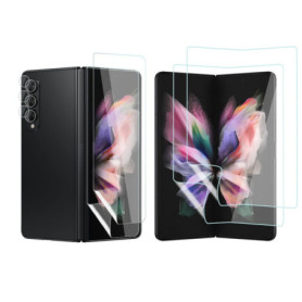 KeeFos [6 Pièces Protection écran Compatible avec Samsung Galaxy Z Fold 3 5G, TPU Protecteur d'écran + Verre Trempé Caméra Arriè