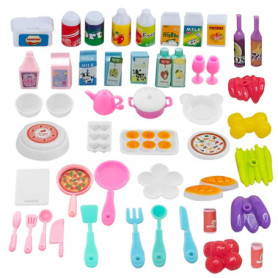 HDGSAFD 43 Jouets De Maison De Jeu Et 7 Accessoires De Fruits, Mini Jouets pour Enfants, Modèles Alimentaires Miniatures, Access
