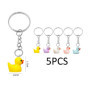 Porte-Clés Canard 5 Pièces, Porte-Clés en Résine, Porte-Clés De Dessin Animé Mignon, Breloques De Sac Intéressantes, Mini Porte-