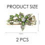 2 Fleurs Clip À Cheveux, Accessoires De Cheveux De La Mode Exquis, Pince À Cheveux En Cristal Pour Femmes, Pince À Cheveux Verts