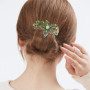 2 Fleurs Clip À Cheveux, Accessoires De Cheveux De La Mode Exquis, Pince À Cheveux En Cristal Pour Femmes, Pince À Cheveux Verts