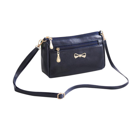 COACOM 1 sac à main pour femme - Petit sac à main pour femme - En cuir - Doux et durable - Avec poche de sécurité (bleu marine)