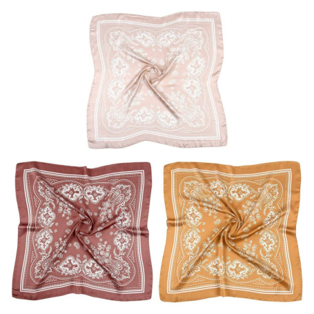 OAOSDH 3 Morceaux D'Écharpe Carrée À Motifs Rétro, Écharpe Carrée, Écharpe Carrée En Satin, Écharpe Décorative Élée, Accessoires