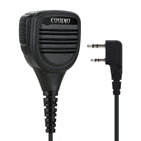 COODIO Micro Haut-Parleur Déporté 2-Pin Supérieur [IP54 Imperméable] Microphone [3,5mm Prise écouteur] pour Kenwood Baofeng UV-5
