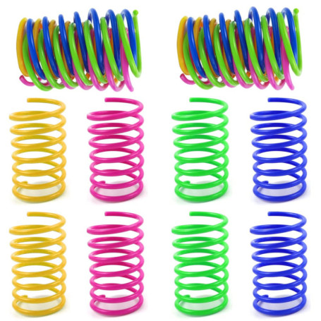 DOULEIN Jouet Ressorts Chat, 20 Pièces Printemps Jouet de Chat Coloré Interactif Chat Jouets Ressorts en Spirale en Plastique po
