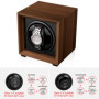Fousenuk remontoir montre automatique avec moteur silencieux, 2 modes réglage, carré couleur noyer boîte de montre avec port cha