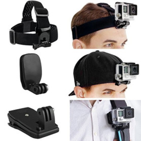 CamKix Ensemble de Fixation pour tête et Sac à Dos Compatible avec GoPro Hero/Osmo Action- 1 Fixation Frontale, 1 Clip pour Chap