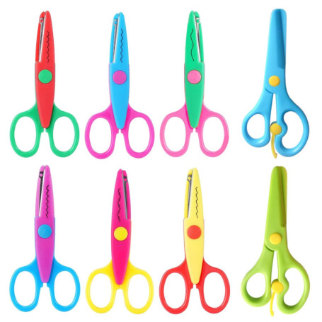 ZYEKIU 8 Pièces Ciseaux Enfant, Ciseaux Bout Rond Ergonomique, Scissors Enfant Différentes Formes, Fourniture Scolaire pour Déco