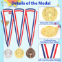 ELEPRUC 18 Pièces Médaille d'or avec Rubans de Cou, 5cm Médaille de Récompense, Médailles Enfants, Medailles Olympiades, Médaill