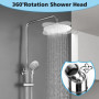 24,5cm Tete de Douche Pluie Rond Tête de Douche Pommeau de Douche en Acier Inoxydable Rotatif 360° Economie d'Eau Pomme de Douch