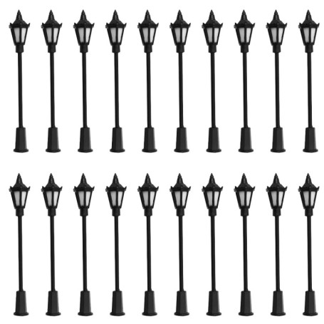 WANGCL Lot de 20 mini lampadaires LED en plastique à l'échelle 1/100 pour bacs à sable, miniatures, jardins, villes