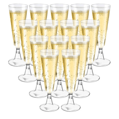Behiruch 50 Pièces Flûtes à Champagne Transparent, Verres à Champagne en Plastique Élégantes Reutilisables, 160ml Gobelet Verre 
