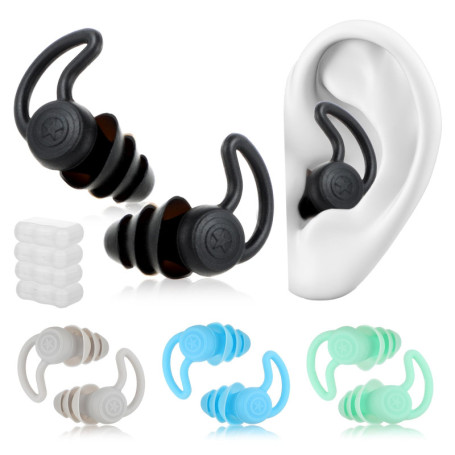 Bouchons d'oreilles de natation pour adultes,4 paires de bouchons en silicone souple,imperméables et réutilisables,protection de