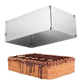 Cadre à Gâteau - Moule Réglable 28-53 x 18-32 x 10 cm - Acier Inoxydable - avec Séparateur, Cuisson Uniforme et Gâteaux à Étages