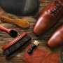 lompyeu Brosses à Chaussures,Brosse CRIN Cheval,Kit Nettoyage Chaussure,4 Brosses Applicatrices de Cirage,1 Gant de Nettoyage en