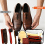 lompyeu Brosses à Chaussures,Brosse CRIN Cheval,Kit Nettoyage Chaussure,4 Brosses Applicatrices de Cirage,1 Gant de Nettoyage en