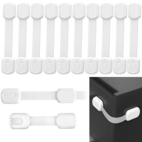 UZSUZZ 12 Pièces Securite Placard Enfant Bloc Porte Securite Bebe Réglable Bloc Tiroir Securite Bebe pour Loquets et Frigo Armoi