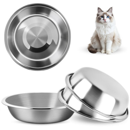 MOXYOY Lot de 3 gamelles en acier inoxydable pour chat - 14 cm - Assiette d'alimentation de rechange pour petit chat et chien