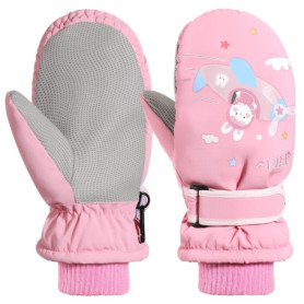 Rhino Valley Gants de Ski pour Enfants, Moufles de Neige Imperméables pour Enfants, Moufles d'hiver avec Bande Ajustable, Gants 