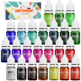 Colorants de Savon - 24 Couleurs Teinture de Savon Liquide pour la Fabrication de Savon, Bombe de Bain - Colorant de Bombe de Ba