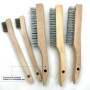 NICAVKIT Lot de 5 brosses à fil manuel avec manche en bois, 3 grandes brosses en acier inoxydable de 250 mm, 2 petites brosses e