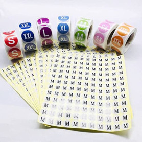 Allazone 5348 PCS Autocollants Ronds De Taille De Vêtements, XS ~ XXXL Cercle Taille de Vêtements Autocollants, Tailles de Vêtem