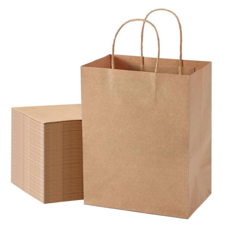 Sac en Papier Kraft Vintage - 30 Pièces Sac Pochette Cadeau avec Poignée - 27 x 21 x 11 cm