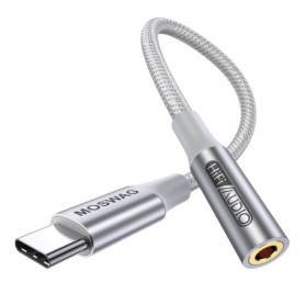 MOSWAG Adaptateur de Prise de Casque à 3,5mm, Adaptateur Écouteur USB C Jack 3.5mm en Nylon, Adaptateur Jack USB Type C avec DAC