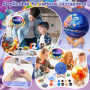 NLMWTI 2 en 1 Kit Peinture Enfant avec Lampe de Lune, Veilleuse 3D avec Figurines Spatiales, Kit D'artisanat Créatifs Cadeau Fil