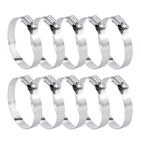Lot de 10 colliers de serrage réglables en acier inoxydable - 46-70 mm - Pour voiture, industrie, connexion et sécurisation des 
