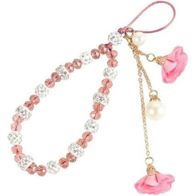 Opemg 1 lanière de téléphone portable rose avec cordon de suspension, motif fleur, cordon court pour décoration de coque de télé