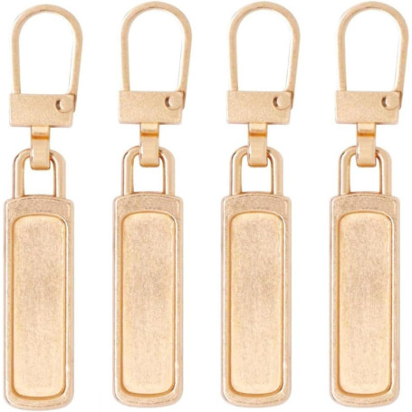 Lot de 4 tirettes de fermeture éclair de rechange dorées détachables pour vestes, vêtements, sacs à main, jeans, bottes, fixatio