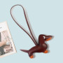 BOBOZHONG Porte-clés en Cuir PU Miniature - Charm Mignon pour Sac à Main, Sac à Dos ou Déco (Café) - Llavero de Cuero Perro Salc