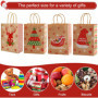 12 Pièces Sacs Cadeaux de Noël en Papier Kraft Avec Poignée - Parfaits pour les Fêtes et Cadeaux de Vacances