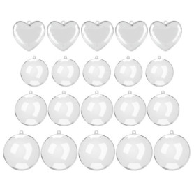Lot de 20 boules décoratives transparentes en plastique remplies - Décoration de fête - Boules décoratives rondes en forme de cœ