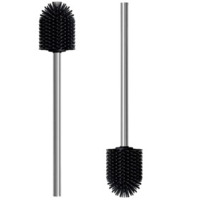 Lot de 2 brosses de toilette en silicone - Poils doux - Longue poignée - Nettoyeur de toilettes accroupi - Convient pour les toi