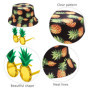 CHSZSH 1 Chapeau Seau Pour Femme, 1 Paire De Lunettes Ananas, Chapeau De Soleil Motif Ananas, Joli Chapeau De Soleil Pour Femme,