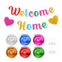 1 bannière « Welcome Home », 6 pendentifs en spirale colorés, bannière pailletée « Welcome Home Pull Flag », bannière décorative
