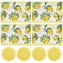 Lot de 4 sets de table décoratifs avec citron, 4 dessous de verre au citron, tapis de vaisselle pour l'extérieur, fournitures de