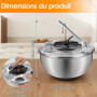 Pfloge Essoreuse À Salade en Acier Inoxydable 4,5L, Saladier avec Couvercle Et Base Antidérapante, Essoreuse À Salade INOX Idéal